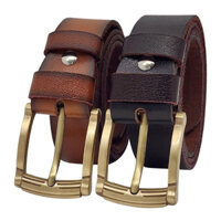 [Tặng đục lỗ] Dây nịt nam da bò chấy biên DHM-516 | Khoá kim mạ đồng kiểu bo tròn thời trang | Bảo hành 12 tháng