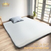 TẶNG GA BỌC - Nệm Topper Foam cao cấp Xám sang trọng vải Đan Mạch, dùng để trải sàn hoặc lên nệm cứng Remcualuxury