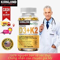 Tăng hấp thu canxi Kirkland Vitamin D3 250mcg + K2 giúp xương chắc khỏe, ngăn ngừa chuột rút và co thắt