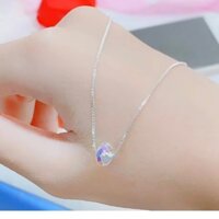 [Tặng Hộp] [Bạc S925]Dây chuyển mặt pha lê tròn cao cấp ,dây chuyền bạc Ý cao cấp S925