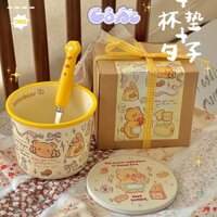 [Tặng Hộp] Cốc Ly Sứ Butter Bear Cốc Cà Phê Quà Tặng Ý Nghĩa Hoa Tiết Cute Tặng Hộp Quà C43