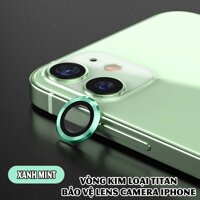 Tặng hộp đựng lens cao cấp - Vòng kim loại titan bảo vệ lens camera dành cho các dòng iphone 11  iphone 12 - Xanh mint - iPhone 12