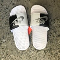 (tặng hộp freeship) dép quai ngang màu trắng đen nam nữ hàng tốt