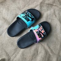 tặng hộp - frreship dép quai ngang phối màu xanh đỏ dành cho nam nữ