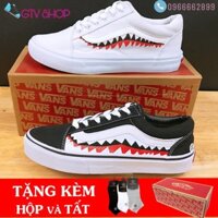 [TẶNG HỘP+TẤT] Giày thể thao nam nữ V OLD CÁ MẬP đen và trắng 36-43