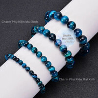 [Tặng Hộp] Vòng Tay Đá Mắt Hổ 5A Màu Xanh Tối - 4 Size Charm Phụ Kiện Xâu, Phối Vòng, Chuỗi Hạt Phong Thủy May Mắn