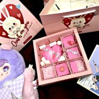 (Tặng in ảnh 6x9) Socola valentine trái tim tình yêu Truffle kèm thiệp hộp túi xách