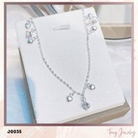 TANG J0035 - Lắc chân bạc mix hình hộp rubik dành cho nữ