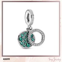 TANG K0099 - [INBOX TRƯỚC KHI ĐẶT HÀNG] Charm P a n d o r a bạc S925 hình tròn màu xanh lá dành cho nữ