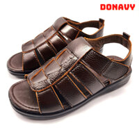 {Tặng Kèm 1 Thắt Lưng Da} Giày Sandal Nam Basic Da Bò DONAVY Cao Cấp, Đế Khâu, Dép Quai Hậu Phong Cách Lịch Lãm D.SN8C