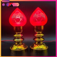 [Tặng kèm 2 bóng đèn] CẶP ĐÀO HOA SEN BÚP, ĐÀI SEN THỜ CÚNG, Thờ Phật, đèn thờ cúng, Bàn thờ gia tiên (Sen3)