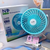 [Tặng Kèm 2 Pin] Quạt Để Bàn Kiêm Kẹp Bàn NĐ-225C Tích Điện Đa Năng Siêu Mát - Quạt Kẹp Bàn Có Nút Vặn Chỉnh Tốc Độ Gió