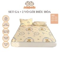 (Tặng kèm 2 vỏ gối) Ga và vỏ gối điều hòa cho mẹ và bé