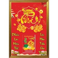 [TẶNG KÈM BLOC ĐẠI 2025] - LỊCH TẾT 2025 - BÌA LỊCH GỖ TRÁNG GƯƠNG CAO CẤP 45X65 - BÌA KHUNG NHỰA- TRANH LỊCH