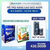 [TẶNG KÈM BỌT VỆ SINH] Combo Viên uống DA KHỎE - GIẢM MỤN ,Kẽm MP ZinC 60 Viên + Viên rau củ X5 MP 150 viên