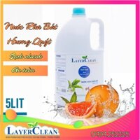 [Tặng kèm chai 330ml] Nước rửa chén hữu cơ Layer Clean hương quýt 5 lit, sạch nhanh an toàn