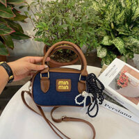 (Tặng kèm dây ngọc) túi xách minmin vải jean phối da hiện đại cá tính