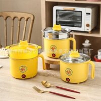 [Tặng kèm giá hấp inox] Nồi điện mini VỊT VÀNG 2 tầng đa năng nấu cơm lẩu cháo chiên xào dung tích 1,8L
