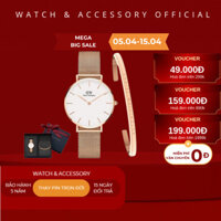 [Tặng Kèm Hộp Nơ] Đồng Hồ Nữ Daniel  Classic Petite Melrose White + Vòng Tay D_W Cuff Chính Hãng - dwstoresg .
