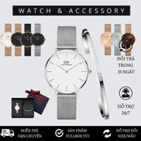 [Tặng Kèm Hộp Nơ] Đồng Hồ Nữ Daniel Welington Classic Petite Sterling White & Vòng Tay D_W Cuff Chính Hãng