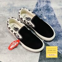 [Tặng Kèm Hộp + Vớ] Giày Lười Nam Xỏ Caro Đen Vans Slip On Caro Black White .