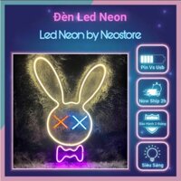 [Tặng kèm keo dán] Đèn led neon trang trí con thỏ Decor phòng Đèn neon trang trí