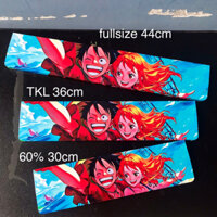 (Tặng kèm keycap) Kê tay bàn phím gỗ thông dán decal Luffy chống mỏi cổ tay