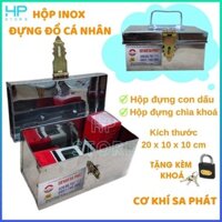 [Tặng kèm khoá] Hộp inox đựng con dấu, hộp đựng chìa khoá, hộp đựng tiền, đựng đồ cá nhân (kích thước 20 x 10 x 10 cm)