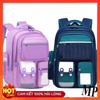 [Tặng Kèm móc] Balo Chống Gù Cho Bé Trai Gái Siêu Nhẹ Chống Nước, Ba lô cấp 1,Cấp 2 Cặp Sách Học Sinh Tiểu Học Trung học