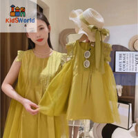 (Tặng kèm mũ cói bé) Váy Đôi Mẹ Và Bé Gái Dáng Suông Dài Đi Chơi, Đi Tiệc, Dễ Thương, Đi Biển, Váy Đầm đôi
