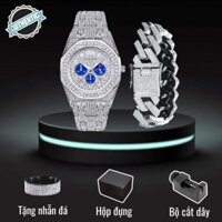 (TẶNG KÈM NHẪN) Combo đồng hồ và lắc tay cuban mã pt08 - chất liệu titanium sáng đẹp - bảo hành 2 năm