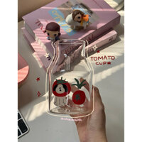 [Tặng kèm ống hút] Bình thuỷ tinh họa tiết cún cà chua 🍅 nghộ nghĩnh đáng iu 600ml 🎀