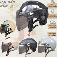 [TẶNG KÈM ỐNG TAY CHỐNG NẮNG] Mũ Nón Bảo Hiểm Nửa Đầu 1/2 NAPOLI N011 Helmet Kính Dài Dành Cho Cả Nam Và Nữ [CHÍNH HÃNG]