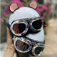 Tặng Kèm Phụ Kiện Tai Gấu Chong Chóng Khi Mua Mũ Bảo Hiểm Nửa Đầu Kèm Kính Phi Công