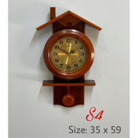 TẶNG KÈM PIN - Đồng hồ treo tường gỗ thật hình mái nhà S4