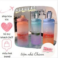 (tặng kèm sticker 2D) Bình nước nhắc nhở uống nước đúng giờ 2l cung cấp nước cả ngày