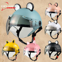 TẶNG KÈM TAI MÈO, TAI CHUỘT MICKEY Mũ bảo hiểm nửa đầu VARO A33K có kính đã xử lí chống tia UV, chống chói cao cấp