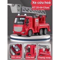 TẶNG KÈM XE TỰ LẬT - Đồ chơi xe cứu hỏa phun nước thật mo hình xe cứu hỏa phát nhạc và có đèn