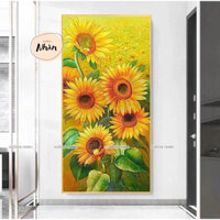 [Tặng kéo] Tranh thêu kín hoa hướng dương - khổ dọc - mã A276 A608 MN0211 - tranh chưa thêu