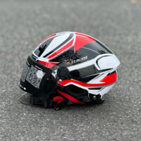 [Tặng Khăn Trùm và Logo KYT] MŨ BẢO HIỂM 1/2 KLT K6 Tiger Jet tem RACING TRẮNG ĐỎ chính hãng cực đẹp, đủ màu
