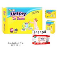 (Tặng khăn ướt 80 tờ/ khăn khô Tả quần unidry M60/L54/XL48