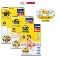 (Tặng khăn ướt) Combo 3 Tã quần Unidry khô thoáng đủ size M/L/XL/XXL- Loại 50+2 miếng/gói