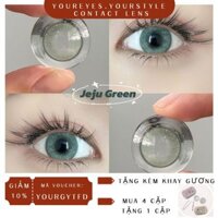 [TẶNG KHAY GƯƠNG] Contact Lens Mắt Kính Áp Tròng Lens Xanh Lá Cây JEJU GREEN Lens Tây 6 Tháng DIA 14.2mm Không Độ