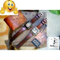 (TẶNG KHÓA+CHỐT+CAY THAY DÂY)DÂY ĐỒNG HỒ CASIO AE1200/SEIKO5 DA BÒ THẬT 1970 .