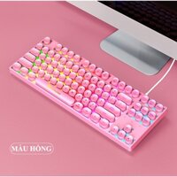[TẶNG LÓT CHUỘT] Bàn phím giả cơ có dây SHIPADOO K87 Nút tròn đèn led 7 màu cực đẹp (hồng/ đen)