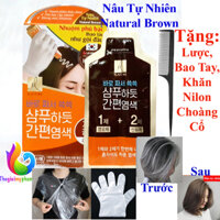 [Tặng Lược]Hộp 3 Gói Nhuộm Tóc Thảo Dược Phủ Bạc Elastine Hàn Quốc Màu Nâu Tự Nhiên