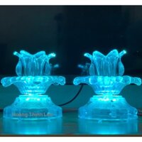 TẶNG MẠCH- Cặp đèn thờ hoa sen thủy tinh đổi màu - đèn thờ 7 màu, nhiều chế độ chuyển màu