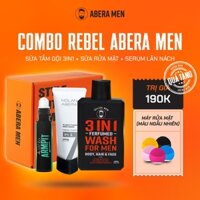 [TẶNG MÁY RỬA MẶT] - Combo Nổi Loạn Rebel Abera Men - Sữa Tắm 3in1 & Serum Lăn Nách & Sữa Rửa Mặt