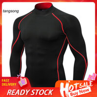 Tang _ Men Mùa Thu Cổ Rùa Dài Tay Thể Thao Tập Gym Áo Thun Quần Lót Nhiệt Hàng Đầu