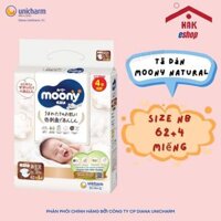 [TẶNG MIẾNG NGẪU NHIÊN] Tã Dán Bỉm Moony Trắng Natural NB(62+4), S( 58+2), M46, L38